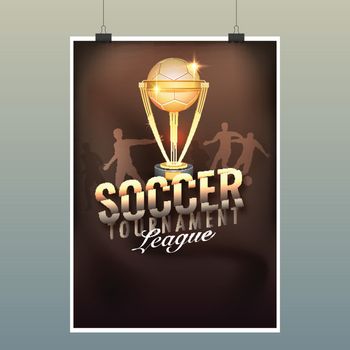 Soccer Tournament League template or flyer design with champion 