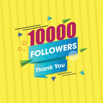 Thank you message for 10000 social media followers on yellow str