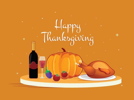 Flat style template design for Happy Thanksgiving Day with festi