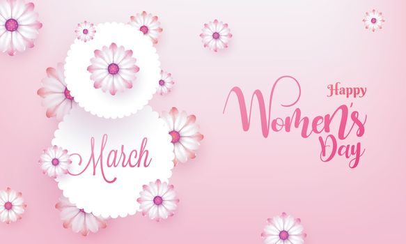 Beautiful floral poster or greeting card design for Women's Day