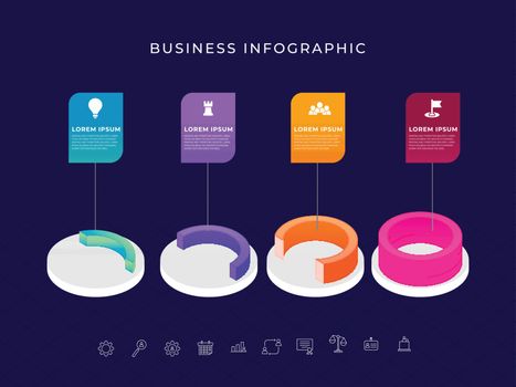 3D Colorful Business Infographic semi circle to circle element c