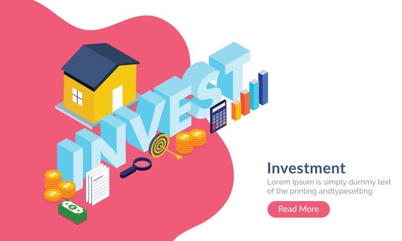 Property Invesment concept, 3d text Invest with inforgraphic ele