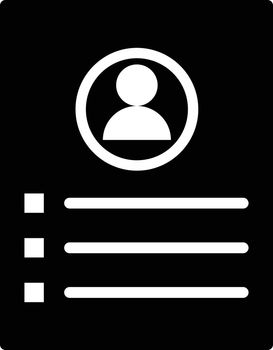 Profile or resume icon in b&w color.