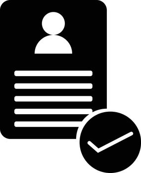 Approved curriculum vitae icon in b&w color.