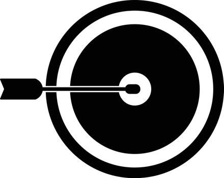 Glyph dart board icon in b&w color.