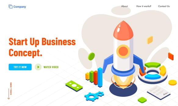 Business Startup concept based creative landing page design.