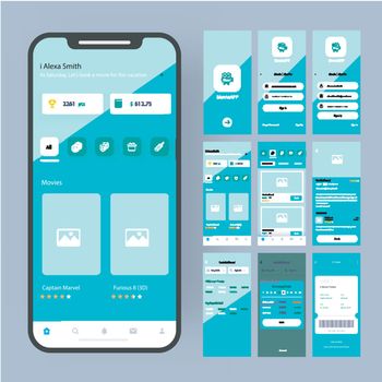 Movie App UI kit for responsive mobile app or website with defre