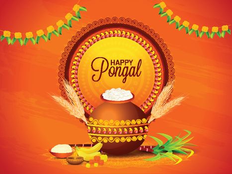 South Indian harvest festival, Happy Pongal celebrations banner