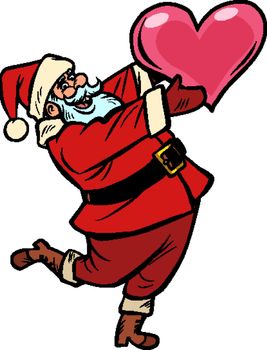 Santa Claus with heart. Christmas and New year