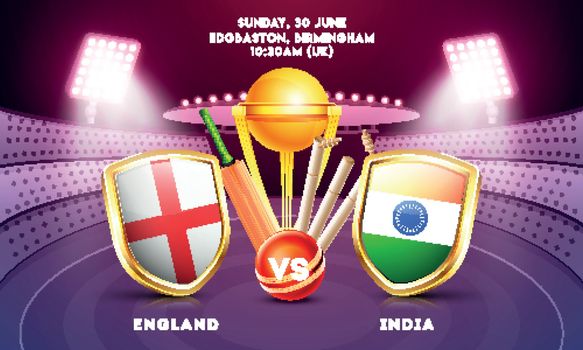 England vs India cricket match poster design with countries flag