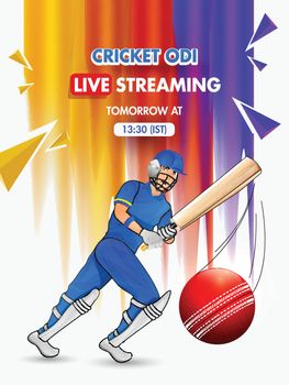 Illustration of batsman in playing pose on abstract background L