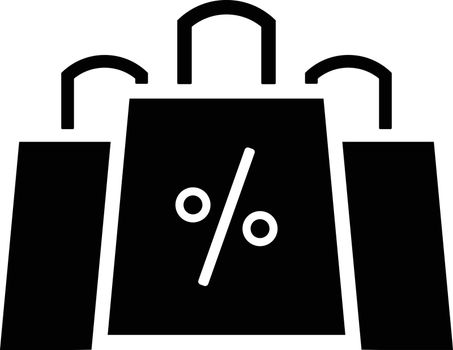 Discount shopping bags icon in b&w color.