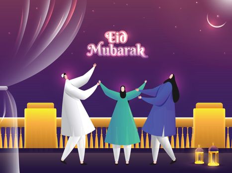 Royalty Free Vector | Eid Mubarak poster or banner design. Cartoon  character of man an by aispl