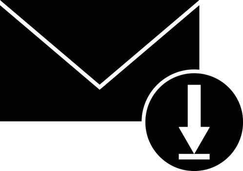 B&W downloading mail icon.