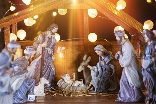 Christmas nativity scene; Jesus Christ, Mary and Joseph