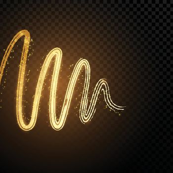 Neon lighting effect abstract waves on png background.