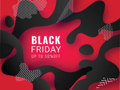Stylish Black Friday Sale poster or banner design with 50% disco