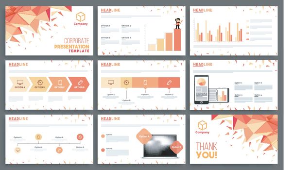 Corporate Presentation Template with abstract design.
