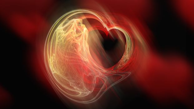 Abstract hearts in space for valentin day, 3d render computer generated background