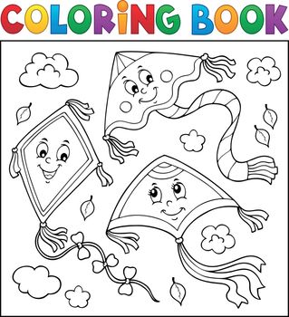 Coloring book happy autumn kites topic 2