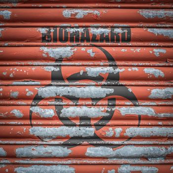 Grungy Biohazard Sign At A Lab