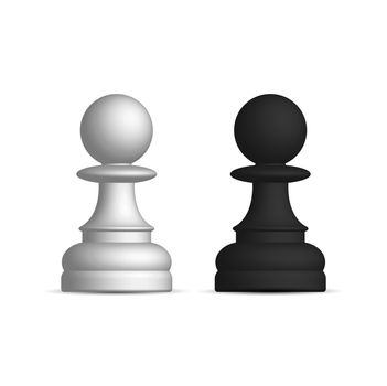 Black and white chess piece pawn, vector illustration.