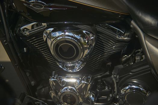 Engine of a custom painted bike