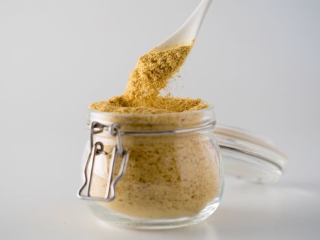 Nutritional inactive yeast in glass jar