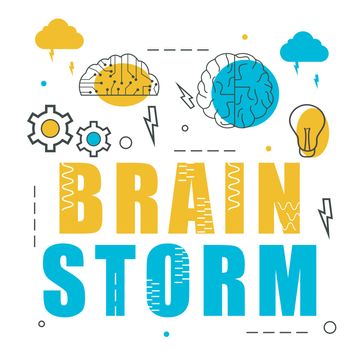 line art infographic elements for Brain Storm.