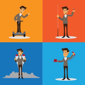 Cheerful businessmen characters set.
