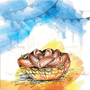 Colored illustration of sweet dates for Ramadan Kareem.