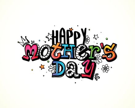 Colorful Happy Mother's Day text design.