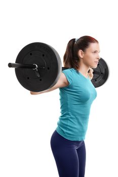 Young girl with barbell