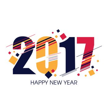 Colorful text for New Year 2017 celebration.