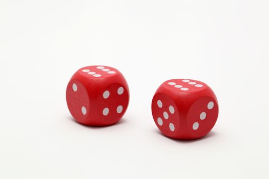 red dices on a white background