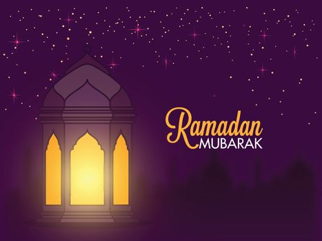 Illuminated arabic lantern, Ramadan Mubarak background.