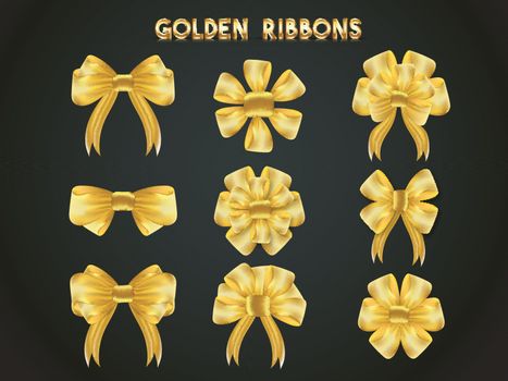 Set of golden ribbons.
