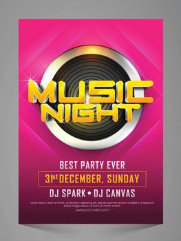 Stylish Music Night Party Celebration Flyer, Banner, Pamphlet or Invitation.