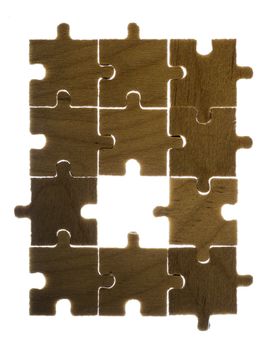 Wooden puzzle and backlight background