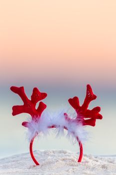 Christmas reindeer antlers on an Australian beach