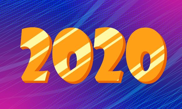Golden 2020 new year blue background