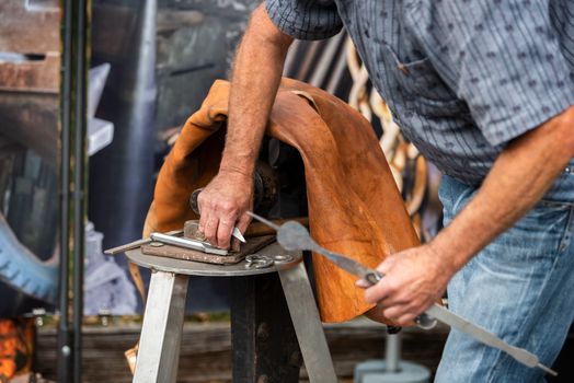 blacksmith forged iron traditional hammer beating