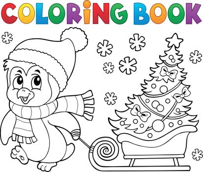 Coloring book Christmas penguin topic 7