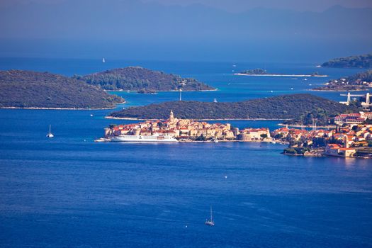 Korcula. Historic town of Korcula in Dalmatia archipelago panora