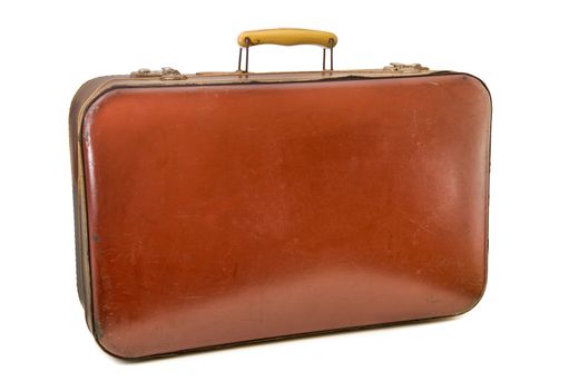 vintage suitcase on white background