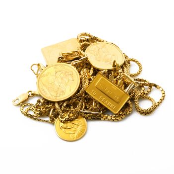 objects of gold on white background