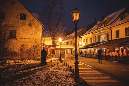 Old Tkalca street in Zagreb evening advent view
