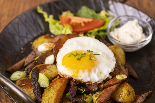 tyrolean potato groestl in a pan 