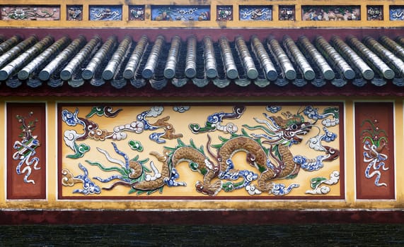 Dragon decoration in Imperial Palace in Hue, Vietnam