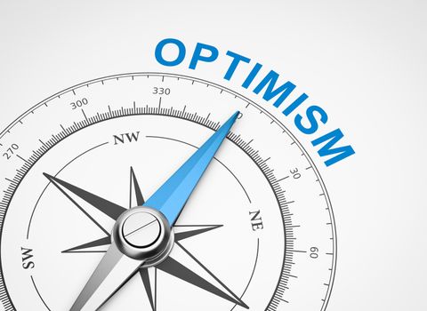 Compass on White Background, Optimism Concept